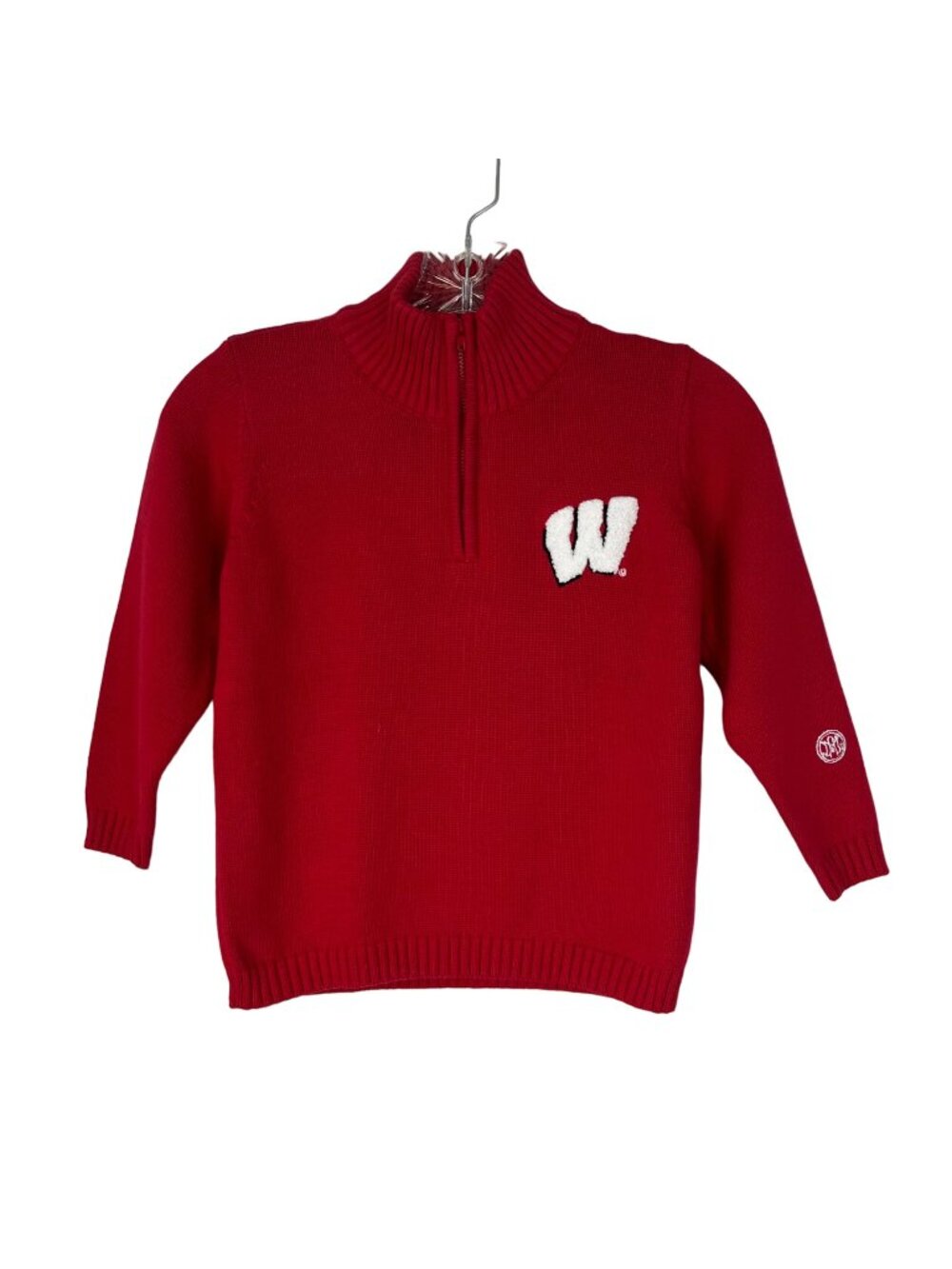 Alma Mater Wisconsin Badgers Sweater Kids Youth Large Red New 1/4 Zip NCAA